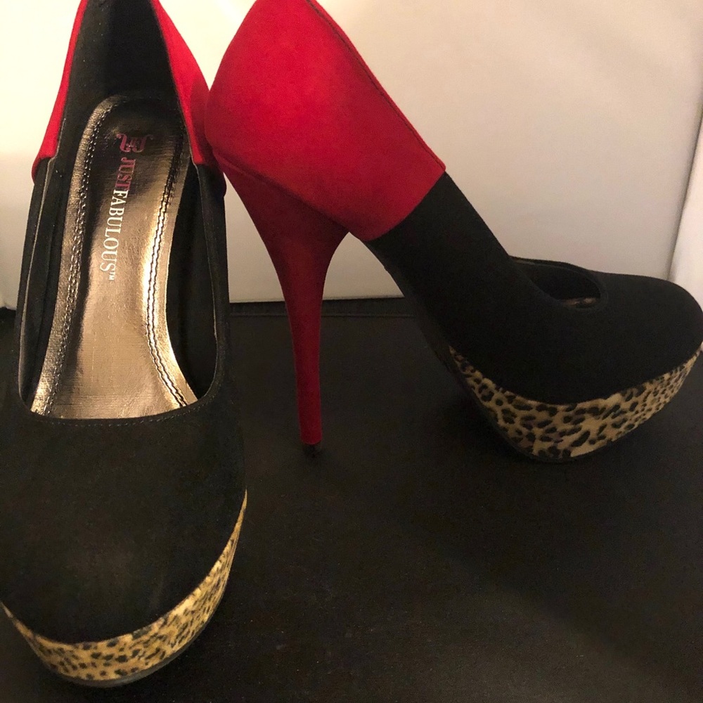 Velvet Black & Red Stilletos